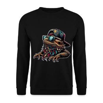 Bartagame Bartagamen Bearded Dragon - Unisex Sweatshirt - black - Front - Alina (178cm) & Michal (187cm)