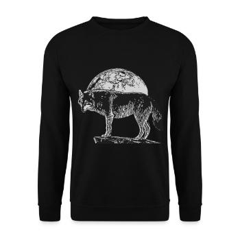 Wolf Aufdruck Kunst Wolfsmotiv Motiv Wolfmotiv - Unisex Pullover - Schwarz - Vorne - Alina (178cm) & Michal (187cm)