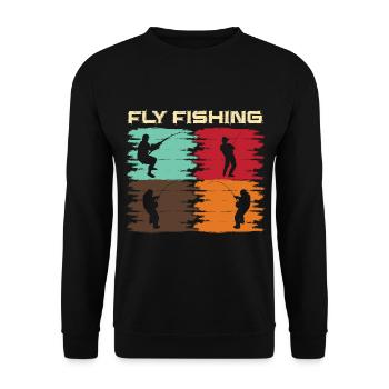 Fly Fishing Fishing Fish Angler Angel Gift - Unisex Sweatshirt - black - Front - Alina (178cm) & Michal (187cm)
