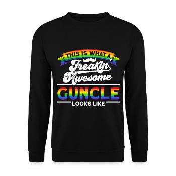 Schwuler Onkel LGBTQ Guncle Geschenk - Unisex Pullover - Schwarz - Vorne - Alina (178cm) & Michal (187cm)