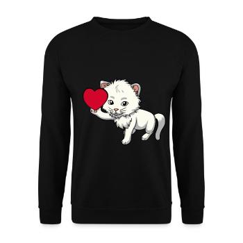 Coeur Chat Domestique Chat Animaux Enfants Animal Ami - Sweat-shirt Unisexe - noir - Devant - Alina (178cm) & Michal (187cm)