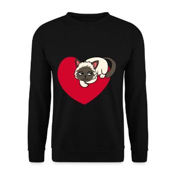 Coeur Chat Domestique Chat Animal De Compagnie Enfants Amoureux des animaux - Sweat-shirt Unisexe - noir - Devant - Alina (178cm) & Michal (187cm)