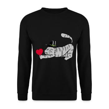 Herz Kater Liebeskummer Schmerz Valentin Liebe - Unisex Pullover - Schwarz - Vorne - Alina (178cm) & Michal (187cm)