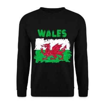 Wales Flag St Davids Day Cymraeg Welsh Coat of Arms - Unisex Sweatshirt - black - Front - Alina (178cm) & Michal (187cm)