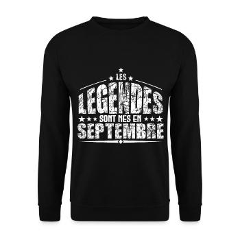 Septembre | les Légendes sont nés en Septembre - Sweat-shirt Unisexe - noir - Devant - Alina (178cm) & Michal (187cm)