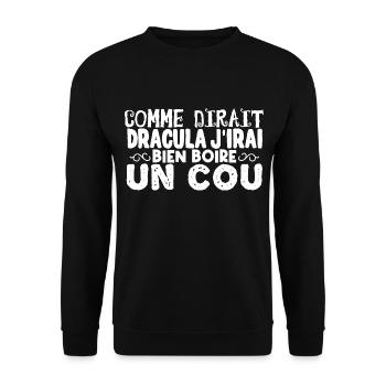 cadeau Halloween humour | Dracula Halloween ! - Sweat-shirt Unisexe - noir - Devant - Alina (178cm) & Michal (187cm)