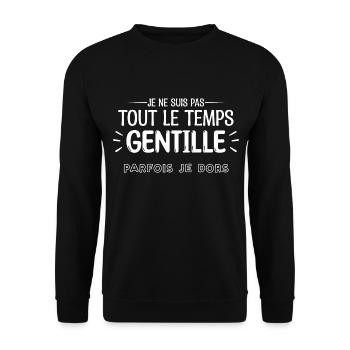 je ne suis pas toujours gentille parfois je dors ! - Sweat-shirt Unisexe - noir - Devant - Alina (178cm) & Michal (187cm)