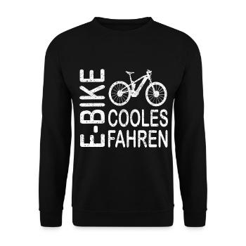 Ohne Akku E-Bike Fahrer Fahrrad Biker Cool Fahren - Unisex Pullover - Schwarz - Vorne - Alina (178cm) & Michal (187cm)