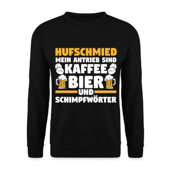 Hufbeschlagschmied Kaffee Bier Pferdeschmied Hufsc - Unisex Pullover - Schwarz - Vorne - Alina (178cm) & Michal (187cm)