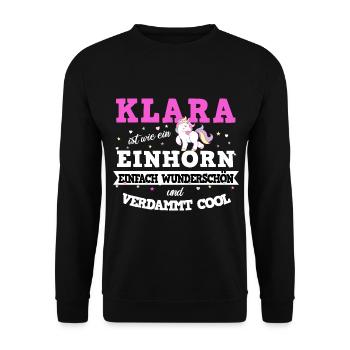 Klara Mädchen Frauen Geschenk - Unisex Pullover - Schwarz - Vorne - Alina (178cm) & Michal (187cm)