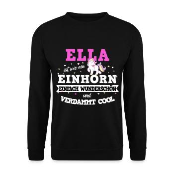 Ella Mädchen Frauen Geschenk - Unisex Pullover - Schwarz - Vorne - Alina (178cm) & Michal (187cm)