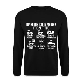 Trekker Landwirtschaft Bauer Landwirt Traktor - Unisex Pullover - Schwarz - Vorne - Alina (178cm) & Michal (187cm)