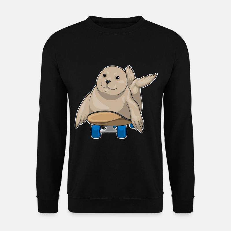 Seal Skater Skateboard - Unisex Sweatshirt - black