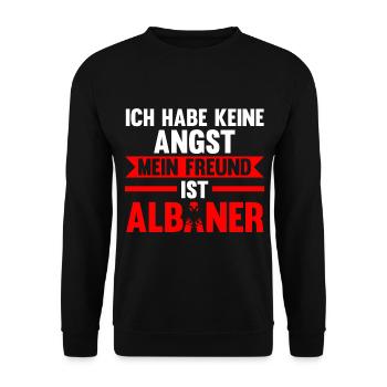 Ich habe keine Angst mein Freund ist Albaner - Unisex Pullover - Schwarz - Vorne - Alina (178cm) & Michal (187cm)