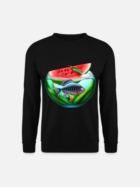 Watermelon aquarium with fish - Unisex Sweatshirt - black