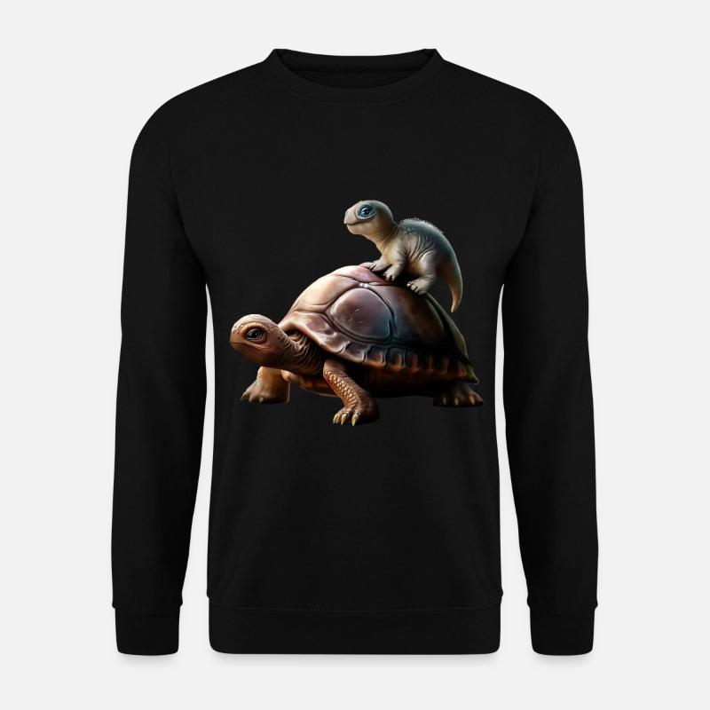 Dinosaur on turtle - Unisex Sweatshirt - black