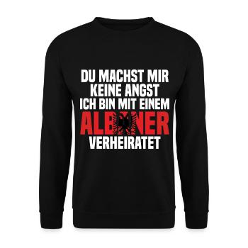 Du machst mir Keine Angst ich bin mit einem Albane - Unisex Pullover - Schwarz - Vorne - Alina (178cm) & Michal (187cm)