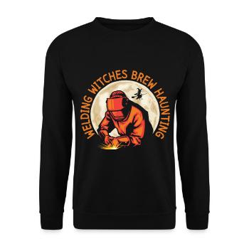 Schweißer-Hexengebräu Gespenstische Funken Hallowe - Unisex Pullover - Schwarz - Vorne - Alina (178cm) & Michal (187cm)