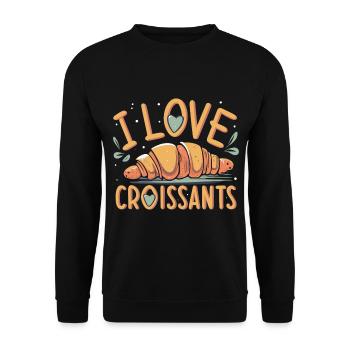 Croissant-Fan T-Shirt - Indulgent Style - Unisex Sweatshirt - black - Front - Alina (178cm) & Michal (187cm)