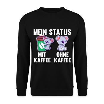 Koala Mein Status Mit Kaffee Ohne Kaffee - Unisex Pullover - Schwarz - Vorne - Alina (178cm) & Michal (187cm)
