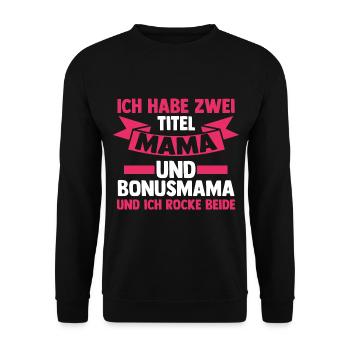 Stiefmutter Stiefmama Bonusmama - Unisex Pullover - Schwarz - Vorne - Alina (178cm) & Michal (187cm)