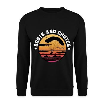 Fallschirmjäger Fallschirmspringen Fallschirmsprin - Unisex Pullover - Schwarz - Vorne - Alina (178cm) & Michal (187cm)