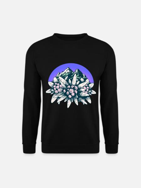 Alpen Allgäu Tirol Edelweiß Blume Gebirge Berg - Unisex Pullover - Schwarz