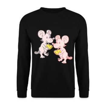 Child Children Mice Mouse Cheese Rodents Rodents - Unisex Sweatshirt - black - Front - Alina (178cm) & Michal (187cm)