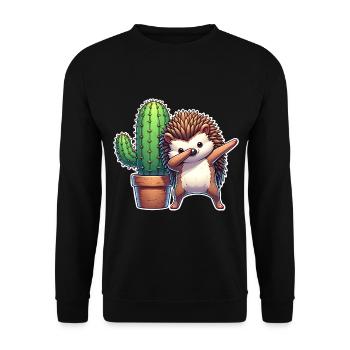 Hedgehog Cactus - Unisex Sweatshirt - black - Front - Alina (178cm) & Michal (187cm)