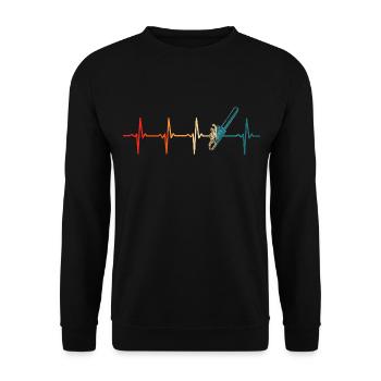 Chainsaw Heartbeat Lumberjack Wood Stick Racket - Unisex Sweatshirt - black - Front - Alina (178cm) & Michal (187cm)