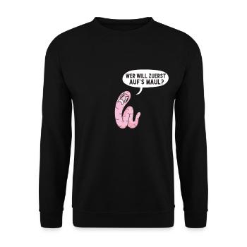 Wurm Würmer Regenwürmer Lustige Sprüche Regenwurm - Unisex Pullover - Schwarz - Vorne - Alina (178cm) & Michal (187cm)