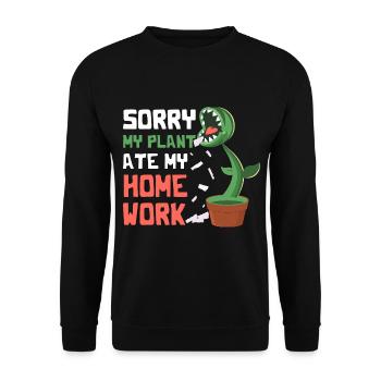 My Plant Ate My Homework Venus Flytrat Funny - Unisex Sweatshirt - black - Front - Alina (178cm) & Michal (187cm)