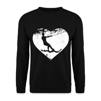 Wasserskier Wasserski Wasserskifahrer - Unisex Pullover - Schwarz - Vorne - Alina (178cm) & Michal (187cm)