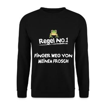 Frösche Frosch - Unisex Pullover - Schwarz - Vorne - Alina (178cm) & Michal (187cm)