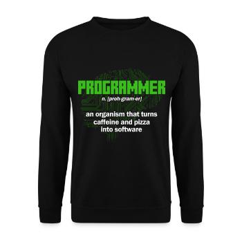 Turns caffeine and pizza into software Software-En - Unisex Sweatshirt - black - Front - Alina (178cm) & Michal (187cm)