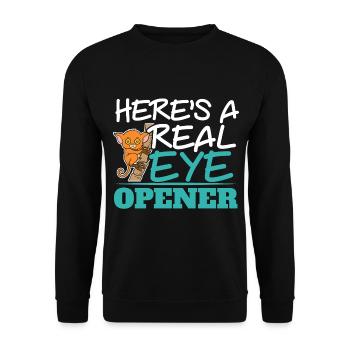 Hier ist ein echter Augenöffner Tarsier Whisperer - Unisex Pullover - Schwarz - Vorne - Alina (178cm) & Michal (187cm)