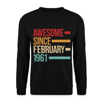 Geburstag Awesome Since February 1961 - Unisex Sweatshirt - black - Front - Alina (178cm) & Michal (187cm)