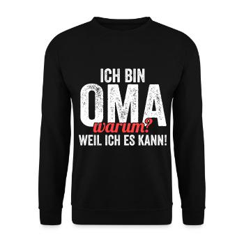 Großmutter Großmama Omi Oma - Unisex Pullover - Schwarz - Vorne - Alina (178cm) & Michal (187cm)