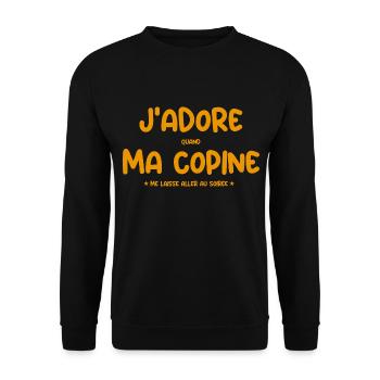 J’aime quand ma copine me laisse partir en soirée - Sweat-shirt Unisexe - noir - Devant - Alina (178cm) & Michal (187cm)