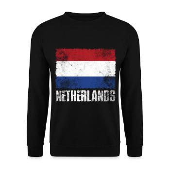 Retro Niederlande Flagge Holland - Unisex Pullover - Schwarz - Vorne - Alina (178cm) & Michal (187cm)