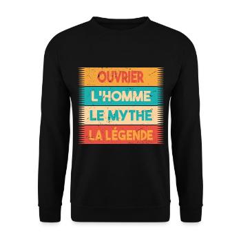 Ouvrier, L'homme, Le mythe, cadeau ouvrier. - Sweat-shirt Unisexe - noir - Devant - Alina (178cm) & Michal (187cm)