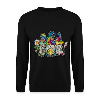 Hippie Gnomes Peace Tie Dye - Unisex Pullover - Schwarz - Vorne - Alina (178cm) & Michal (187cm)