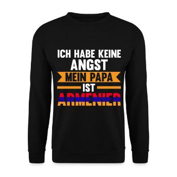 Ich habe keine Angst mein Papa ist Armenier - Unisex Pullover - Schwarz - Vorne - Alina (178cm) & Michal (187cm)