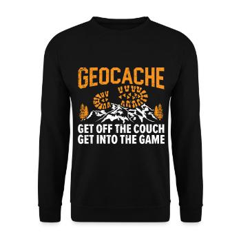 Geocache Get off the couch, into the game - Unisex Sweatshirt - black - Front - Alina (178cm) & Michal (187cm)