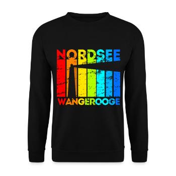 Wangerooge Nordsee Leuchtturm Urlaub - Unisex Pullover - Schwarz - Vorne - Alina (178cm) & Michal (187cm)