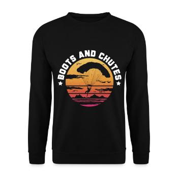 Fallschirmjäger Fallschirmspringen Fallschirmsprin - Unisex Pullover - Schwarz - Vorne - Alina (178cm) & Michal (187cm)