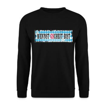 GS Abenteuer Boxer Motorrad bayrischer Spruch - Unisex Pullover - Schwarz - Vorne - Alina (178cm) & Michal (187cm)