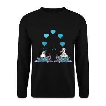 Seagulls Seagull Love Heart Valentine Sailor Boat - Unisex Sweatshirt - black - Front - Alina (178cm) & Michal (187cm)