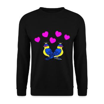 Birds Love Hearts Relation Saint-Valentin - Sweat-shirt Unisexe - noir - Devant - Alina (178cm) & Michal (187cm)