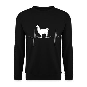 Heart Rate Heartbeat Pulse Lama Llama Gift - Unisex Sweatshirt - black - Front - Alina (178cm) & Michal (187cm)